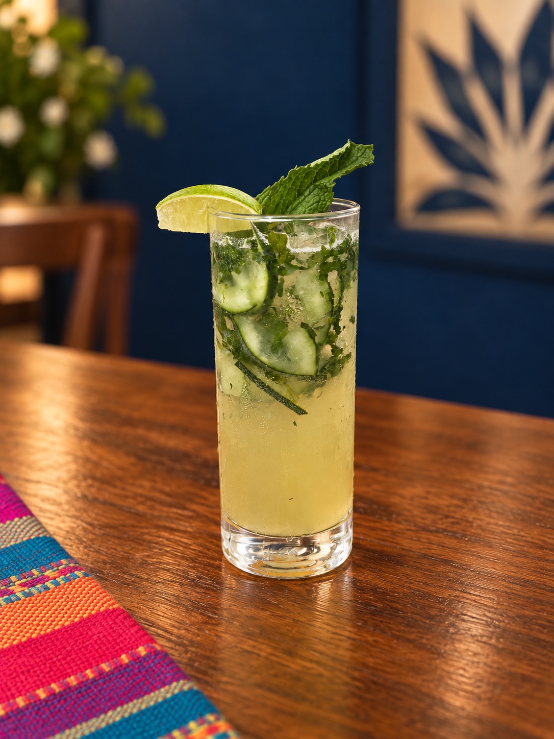 Cucumber, lime and mint drink